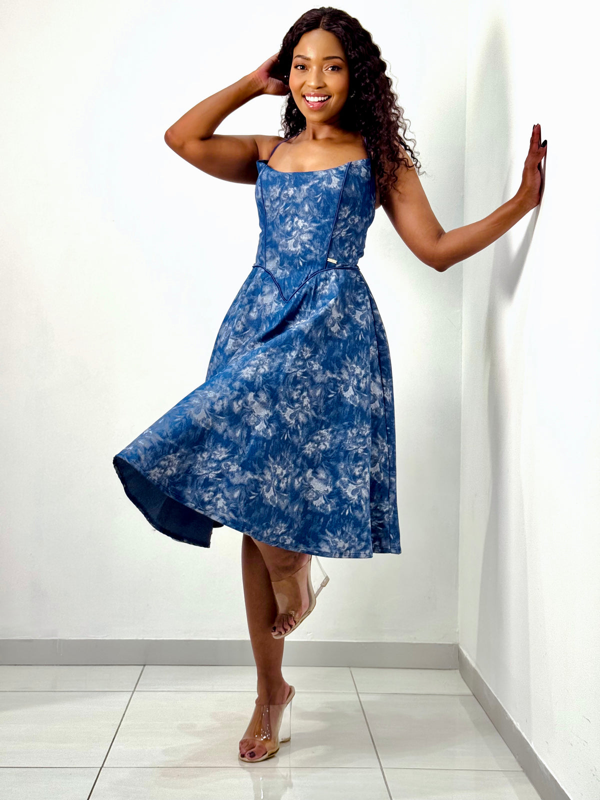 Khanyi Denim Flare Dress: Midi