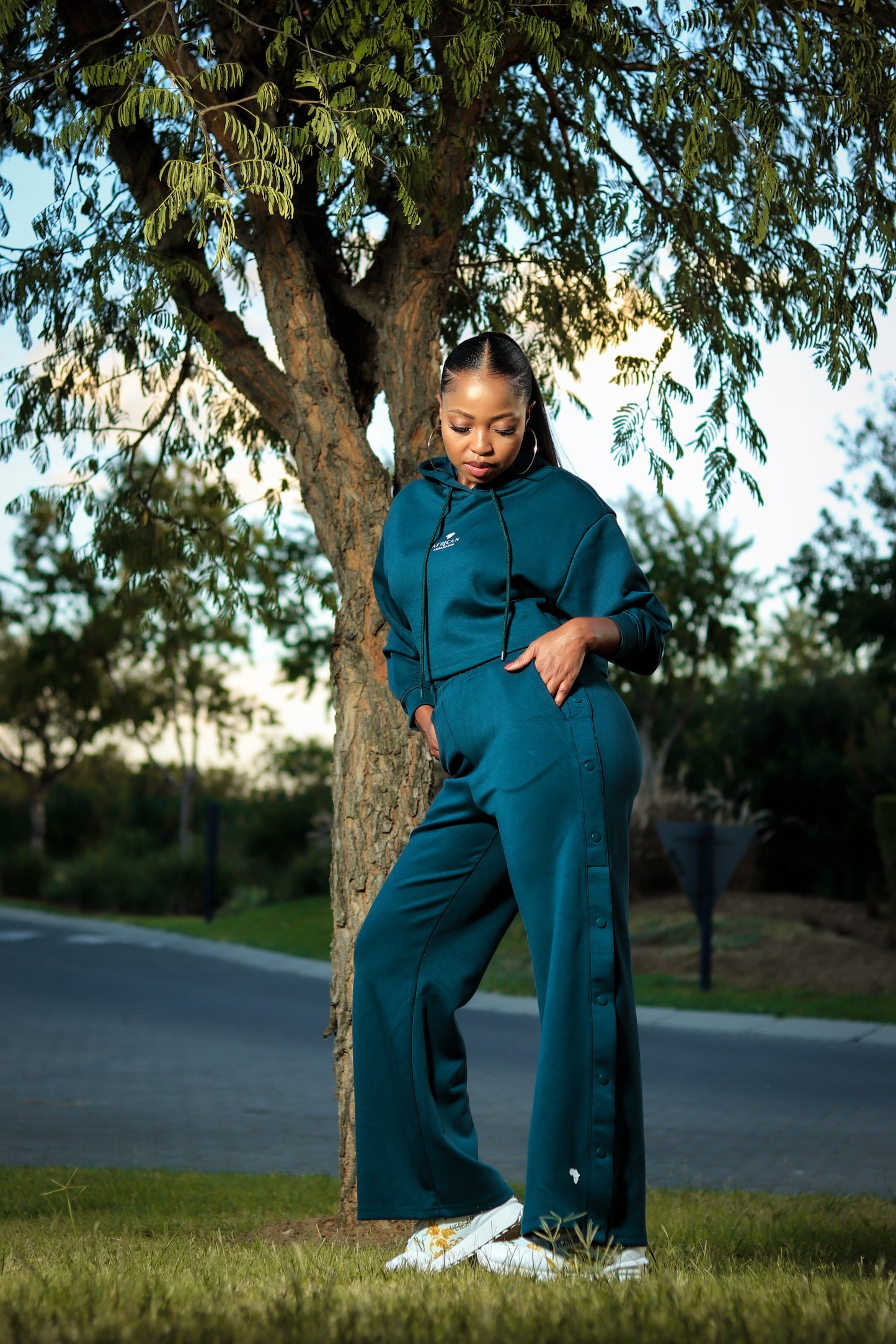 Ladies loose button-up pants (Turquoise)