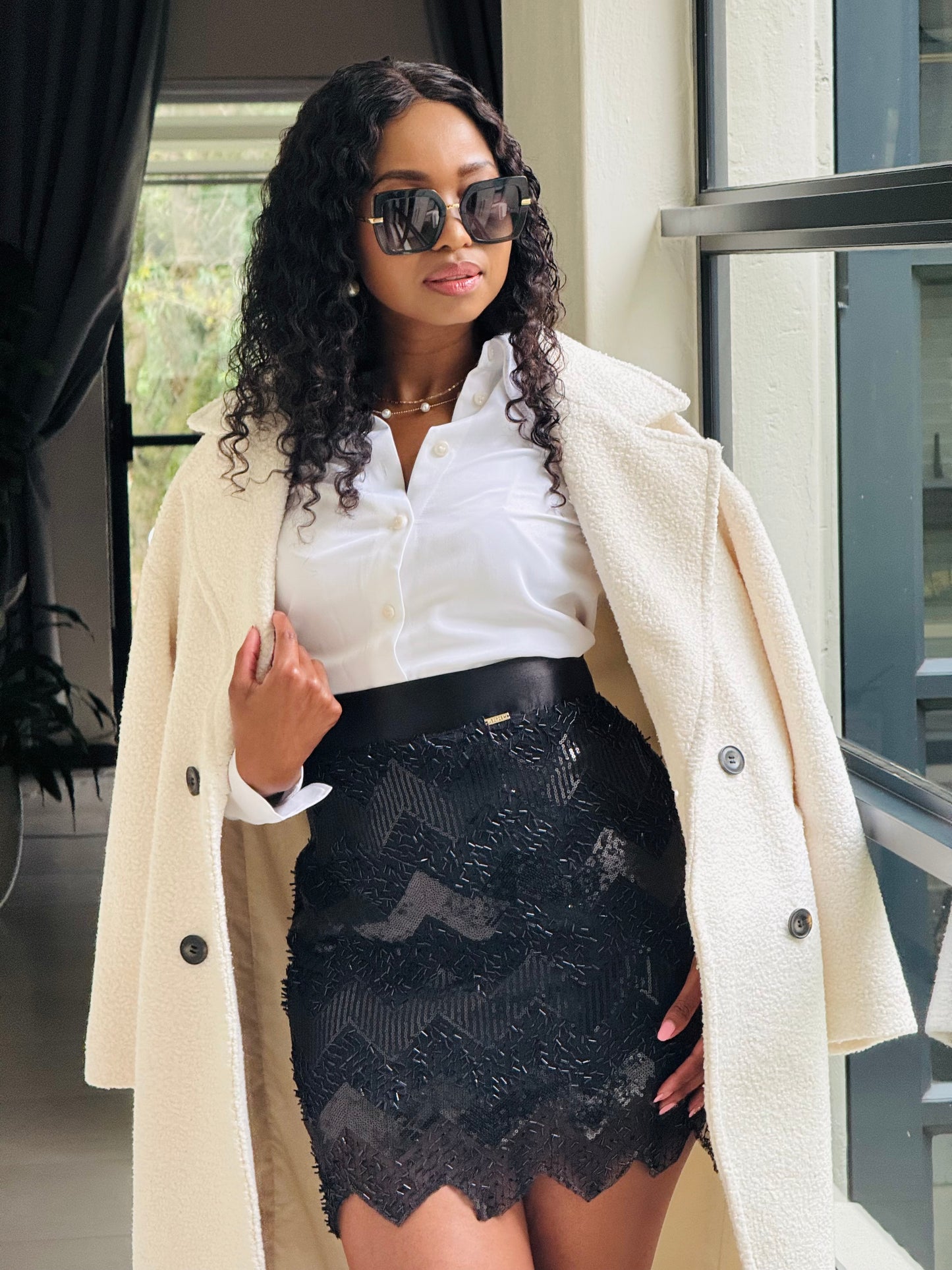 Mini lace skirt