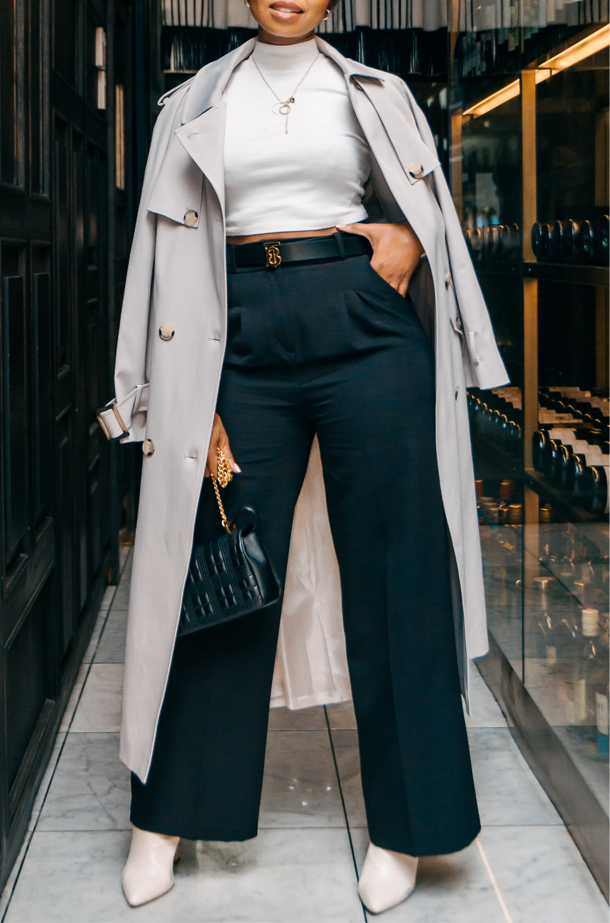 Trench Coat Long: Light Beige