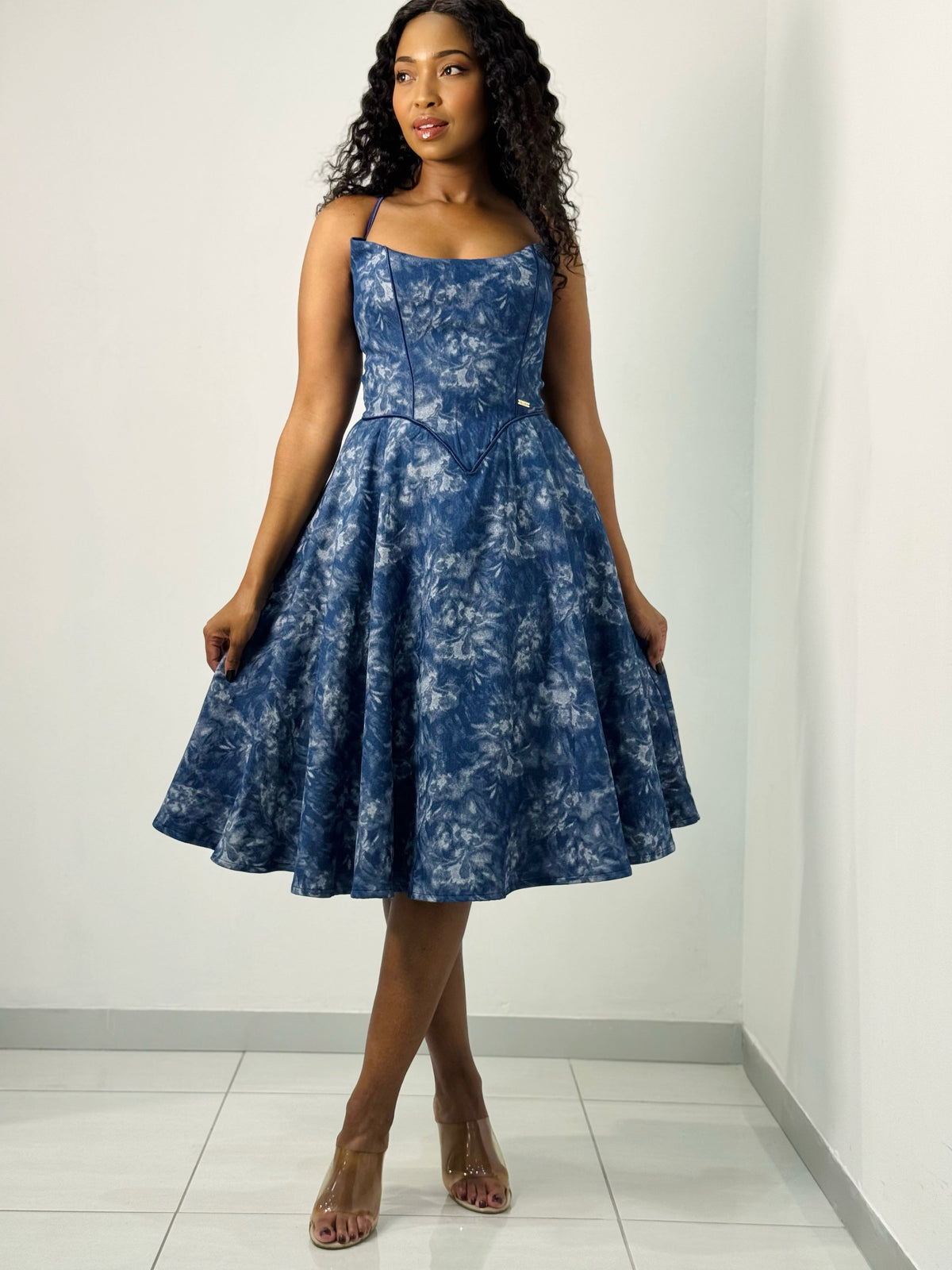 Khanyi Denim Flare Dress: Midi