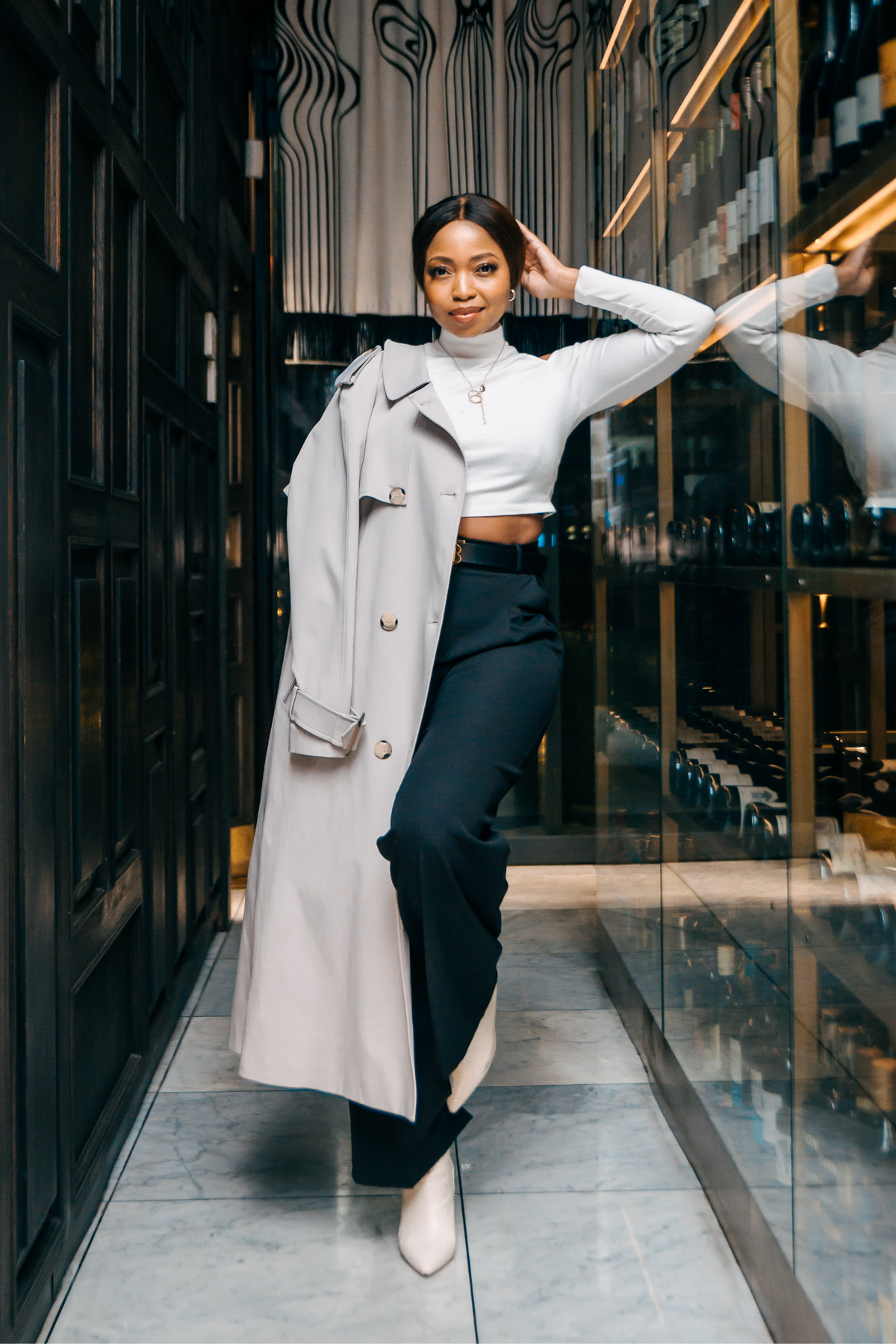 Trench Coat Long: Light Beige
