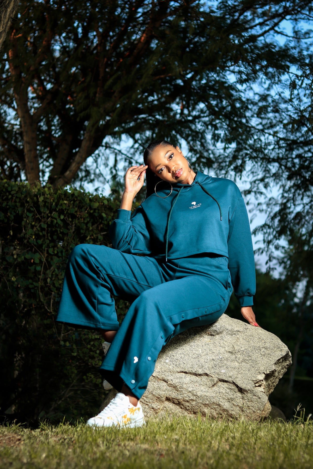 Ladies loose button-up pants (Turquoise)