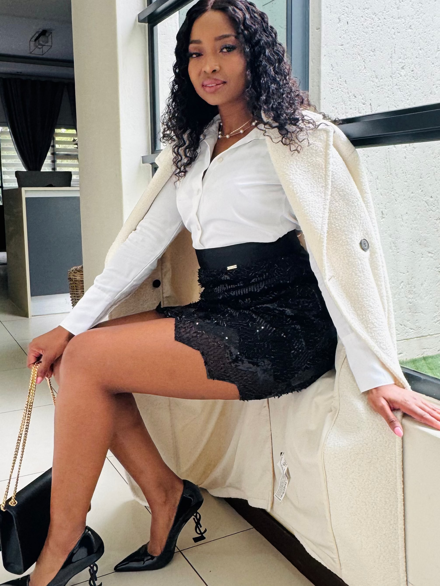 Mini lace skirt
