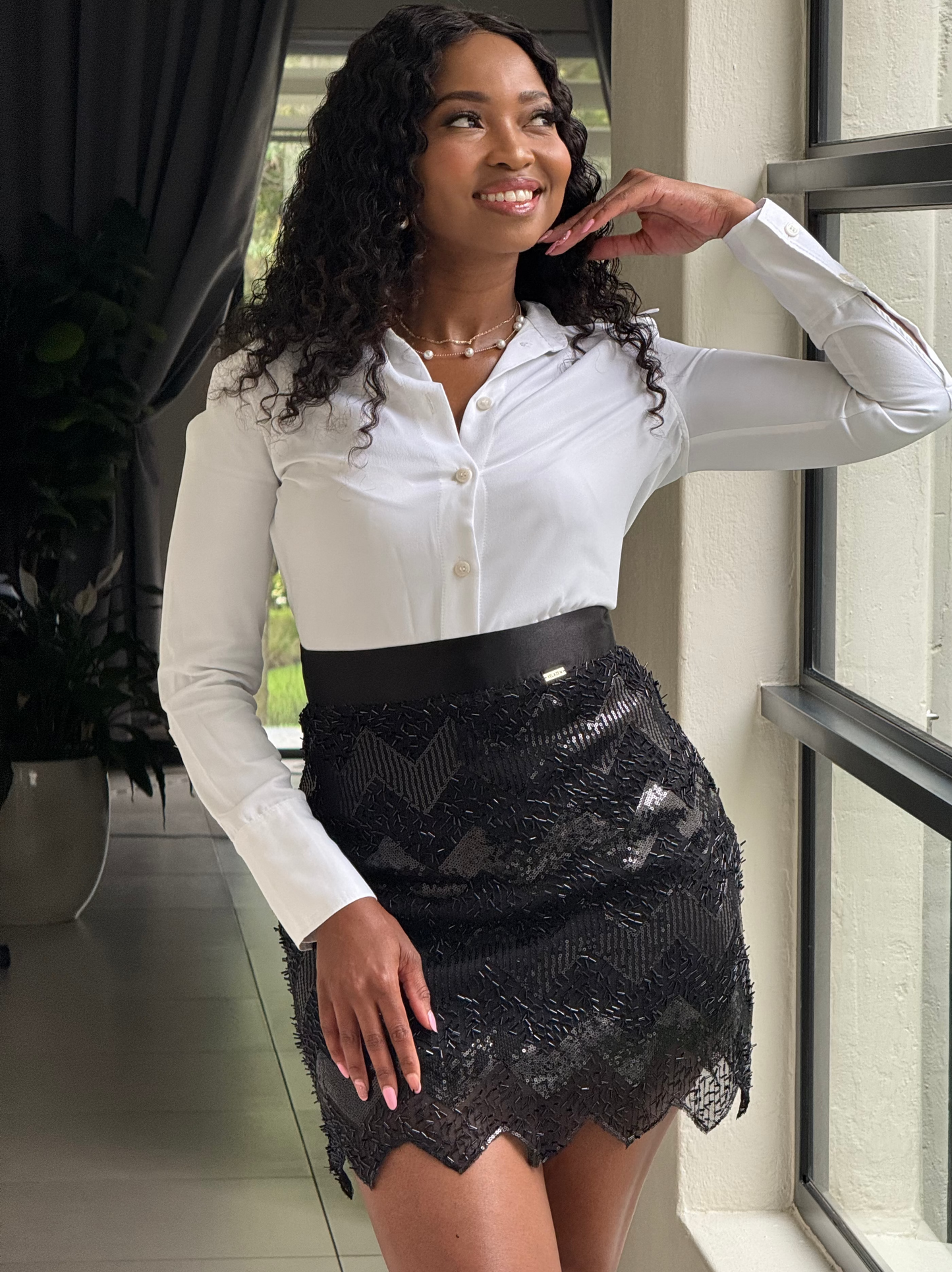 Mini lace skirt